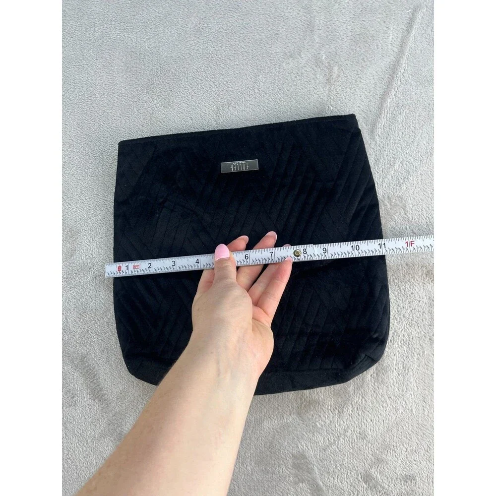 Daniel Alain Black Quilted Velvet Clutch Bag Snap Closure
